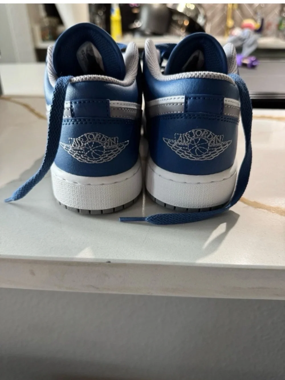 Nike Air Jordan Low Blue and White Shoes, NWB, Size 6Y, 553560-412 - Picture 4 of 7